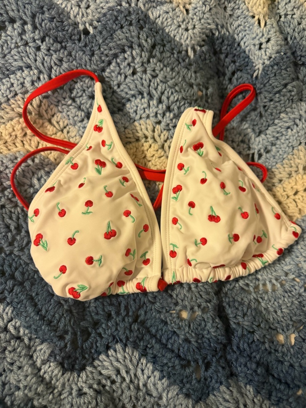 wild fable White Bikini Top with Red Cherry Print